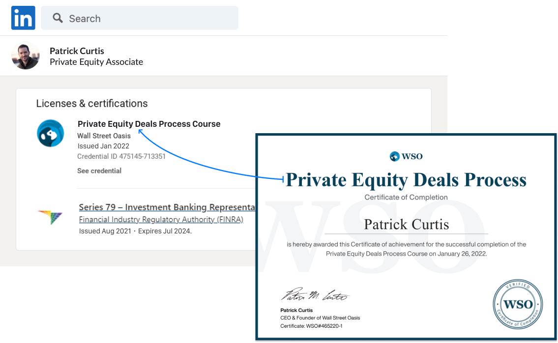 PE Deal Process Course Certificate